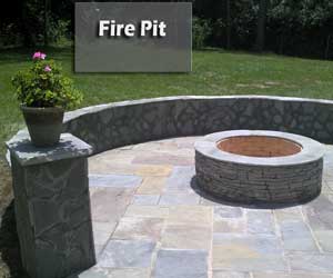 Nashville fire pit, gray outdoor firepit, flagstone fire pit, image